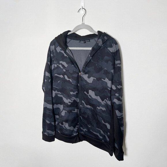 Burnside Black Camouflage Zip Up Hoodie Size XL - Picture 2 of 11